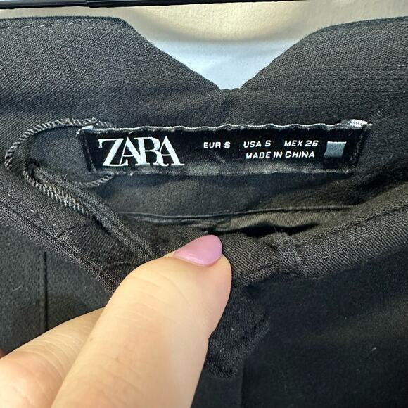 Zara Black High Rise Straight Leg Ankle Pant Small - Picture 2 of 4